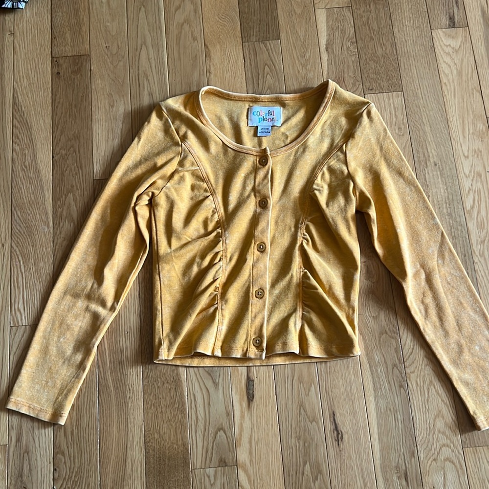 Colorful Planet Yellow long sleeve blouse never worn size 7/8